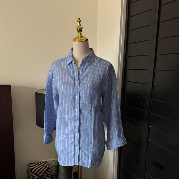 Blue Striped Women's Blouse - Picture 1 of 6